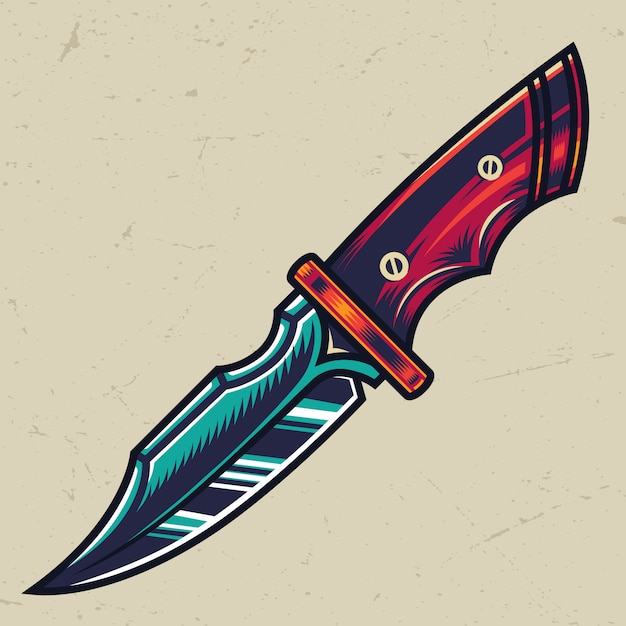 Colorful sharp military knife concept