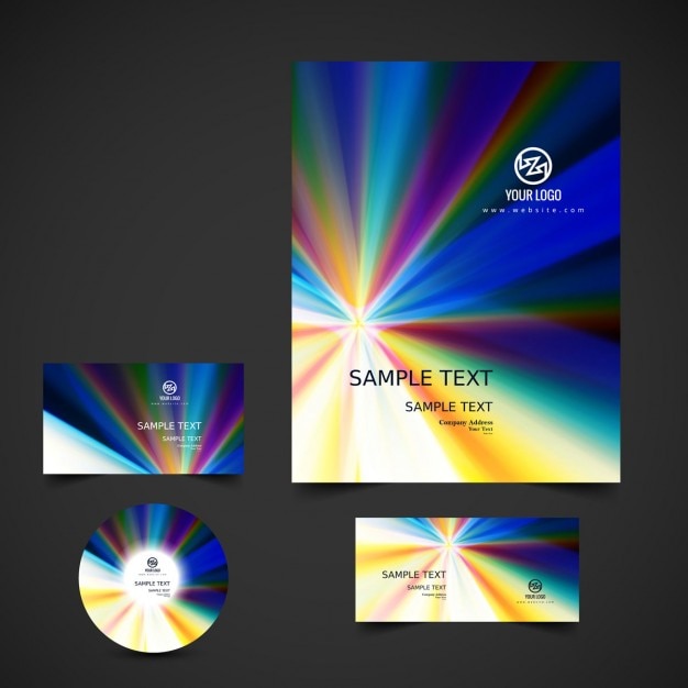 Free vector colorful shiny business stationery