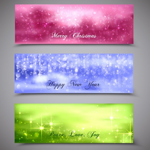 Free vector colorful and shiny christmas banners set