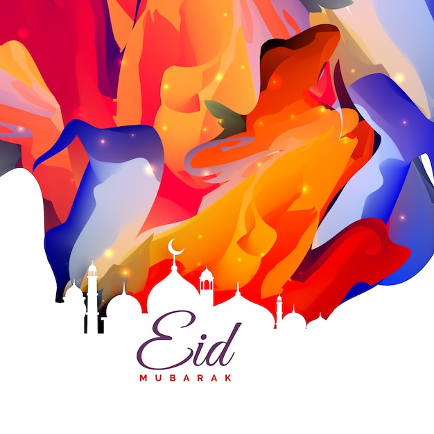 Colorful shiny eid mubarak card
