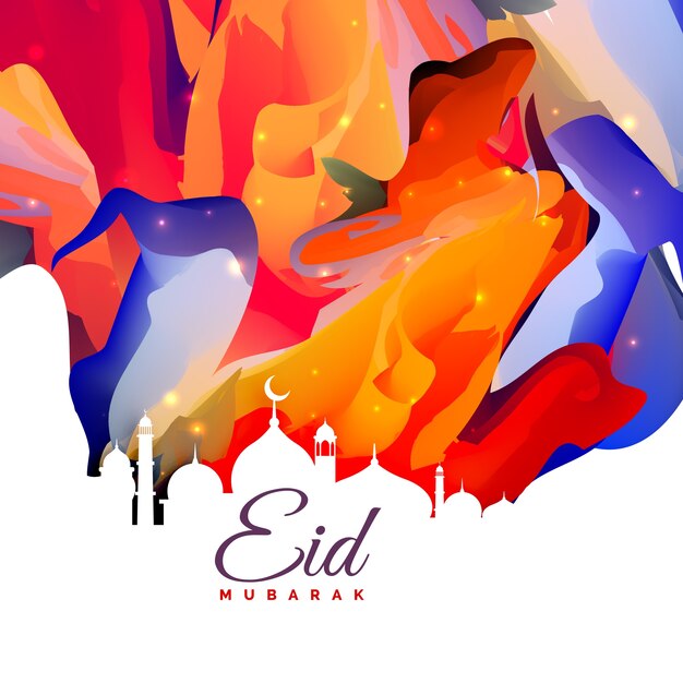 화려한 반짝 eid 무바라크 카드