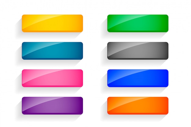 Free vector colorful shiny empty buttons set of eight