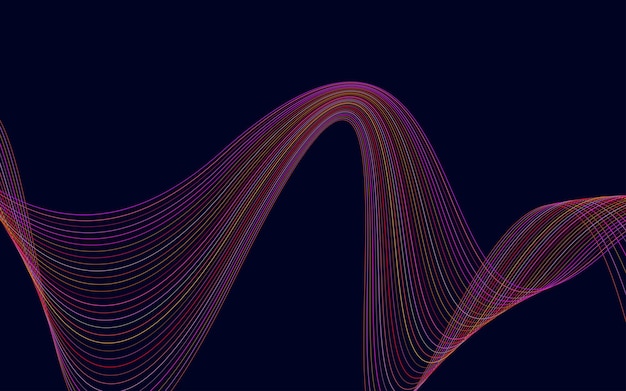 無料ベクター 線を持つカラフルな光沢のある波曲線の波線滑らかなストライプ デザイン要素