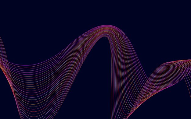 線を持つカラフルな光沢のある波曲線の波線滑らかなストライプ デザイン要素