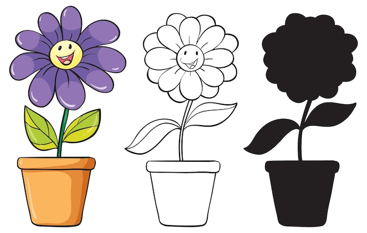 मुफ़्त वेक्टर colorful and silhouette flower illustrations