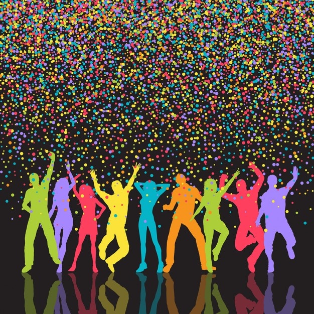 Free vector colorful silhouettes of happy people