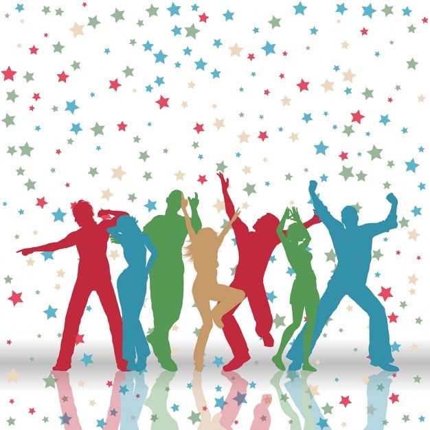 Free vector colorful silhouettes of people dancing