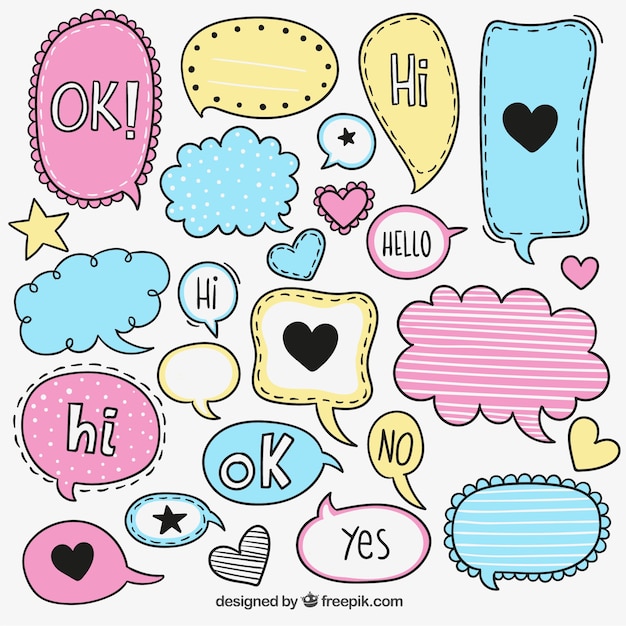 Colorful sketchy speech bubbles