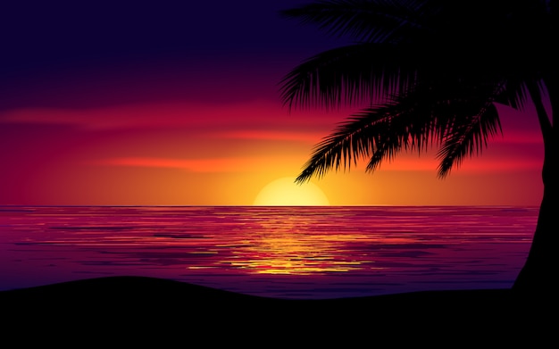 Download Free Colorful Sky Sunset At Sea With A Palm Tree Premium Vector Use our free logo maker to create a logo and build your brand. Put your logo on business cards, promotional products, or your website for brand visibility.