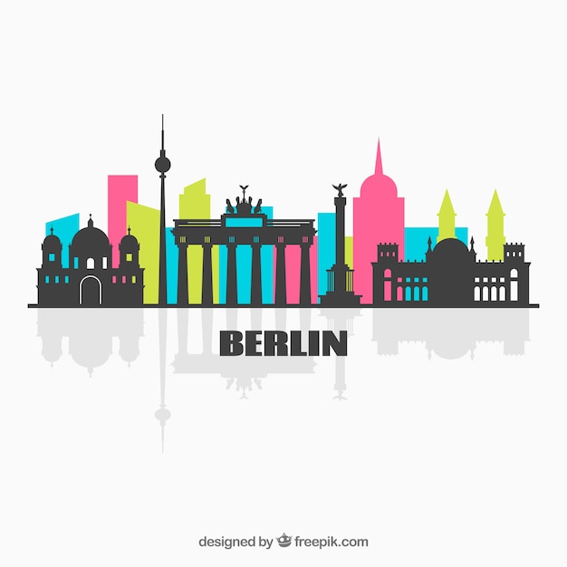 Vettore gratuito skyline colorato di berlino