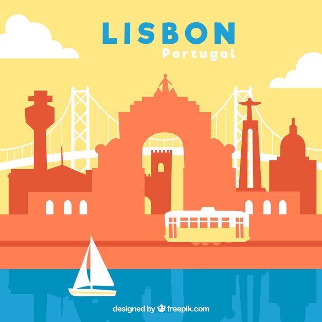 Colorful skyline of lisbon