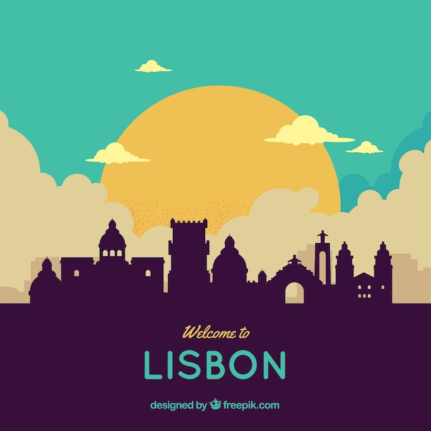 Colorful skyline of lisbon