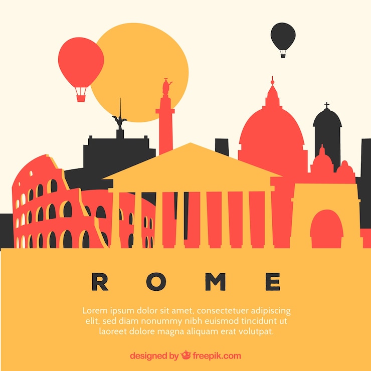 Free Vector colorful skyline of rome