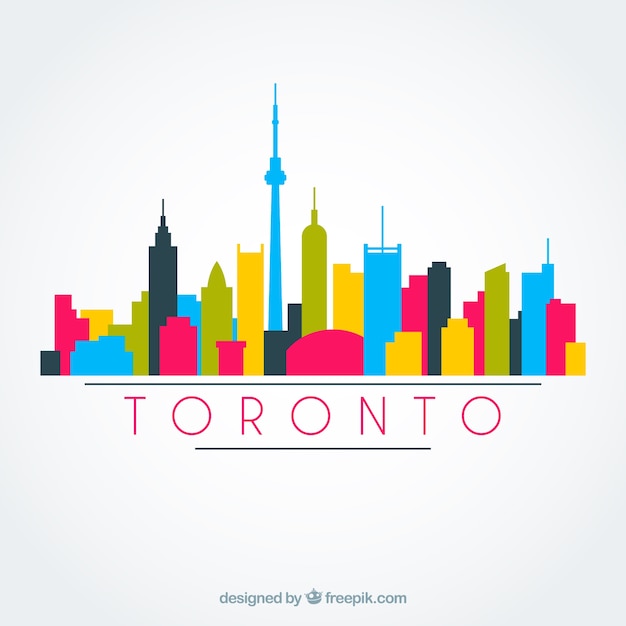 Vettore gratuito skyline colorato di toronto