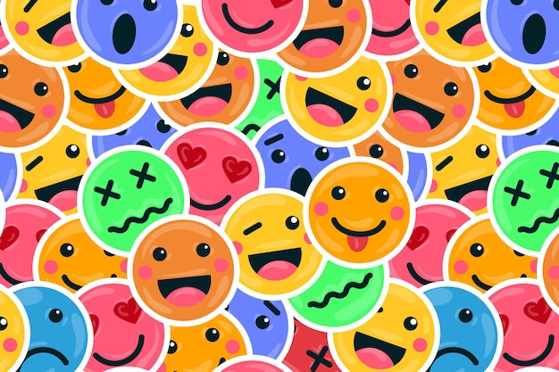 Free vector colorful smile emoticons pattern background