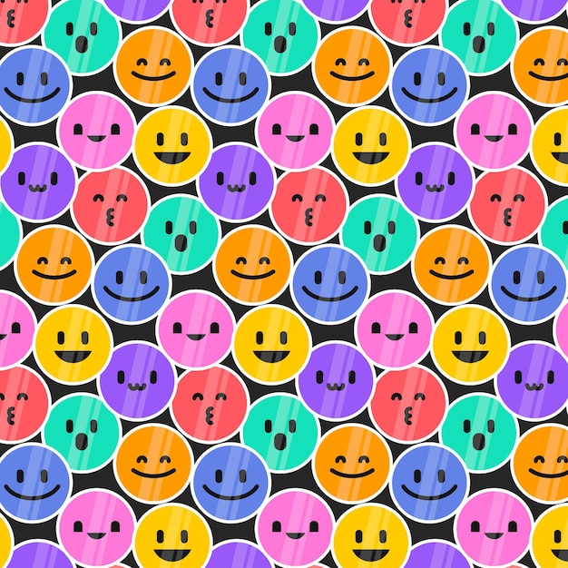 Vettore gratuito modello di emoticon sorriso colorato