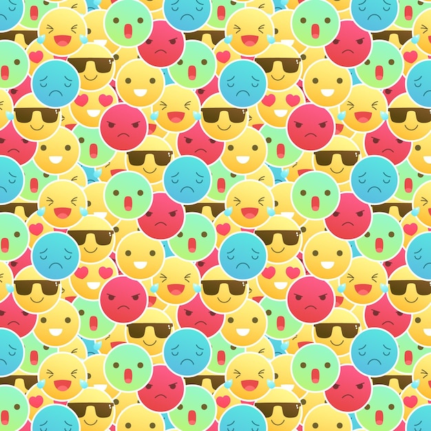 Colorful smile emoticons pattern