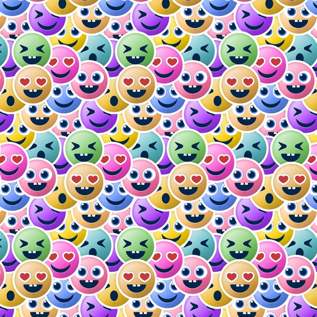 Colorful smile emoticons pattern