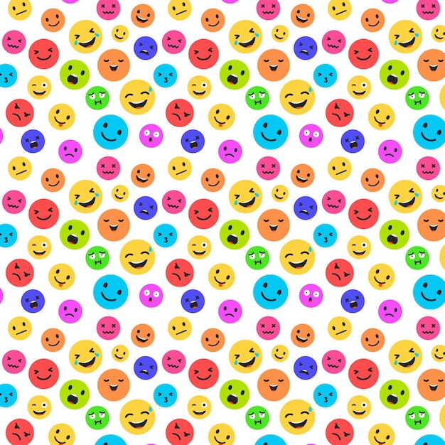 Colorful smile emoticons pattern