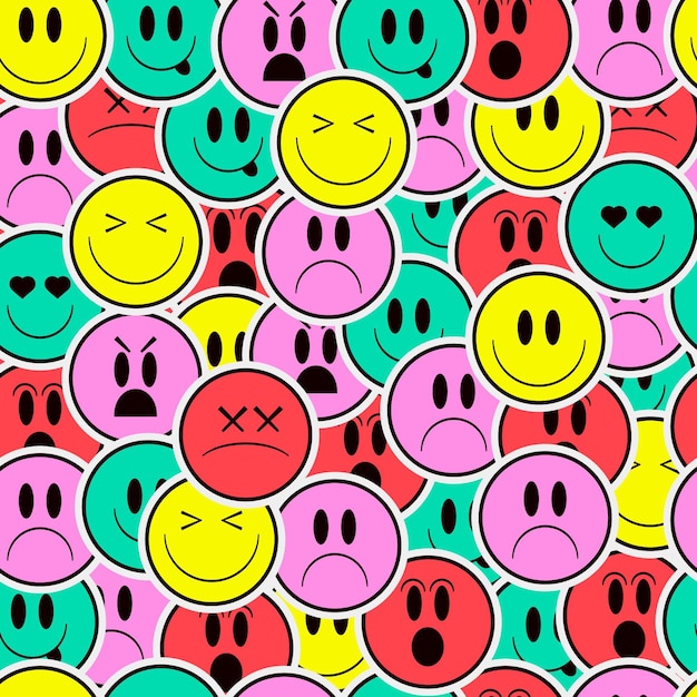 Free vector colorful smile emoticons pattern