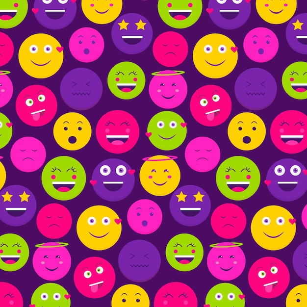 Free vector colorful smile emoticons pattern