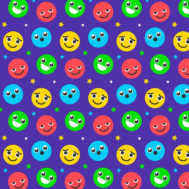 Colorful smile emoticons pattern