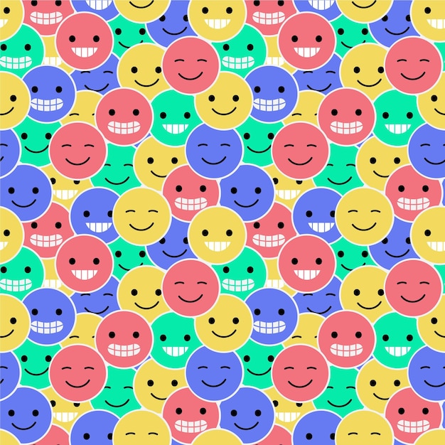 Vettore gratuito modello di emoticon sorriso colorato