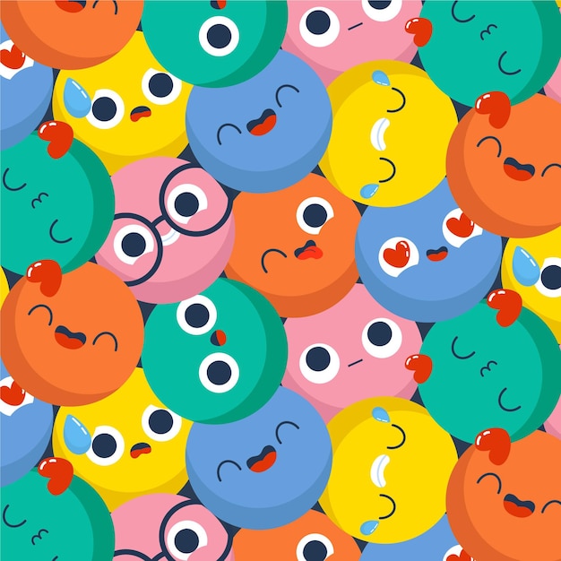 Free vector colorful smile emoticons pattern