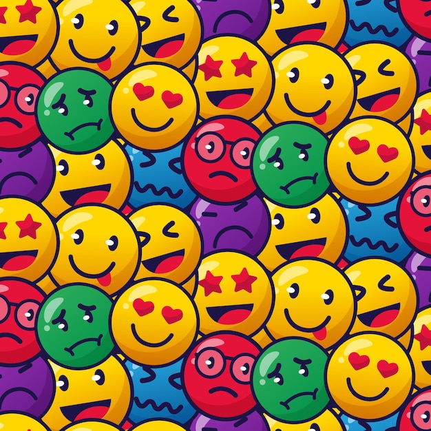 Colorful smile emoticons pattern