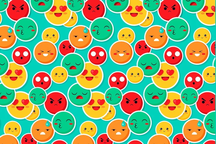 Free Vector colorful smile and kiss emoticons pattern