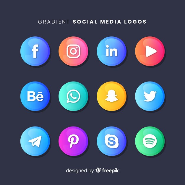 Colorful social media logo collection