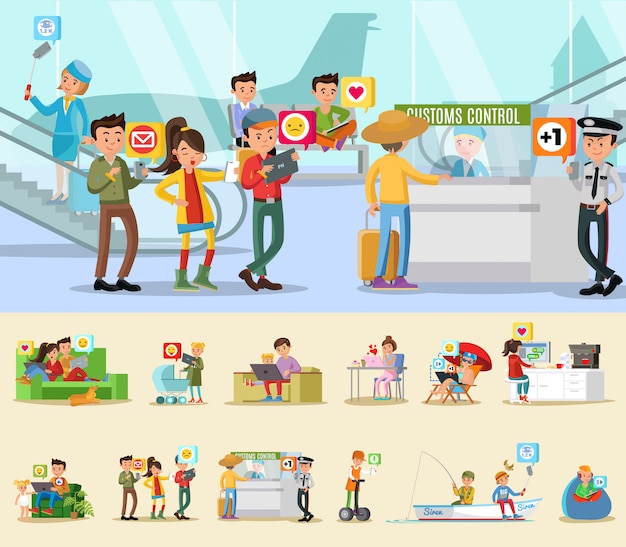 Free vector colorful social network concept