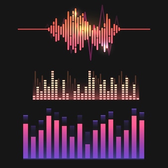 Colorful sound wave equalizer vector design set