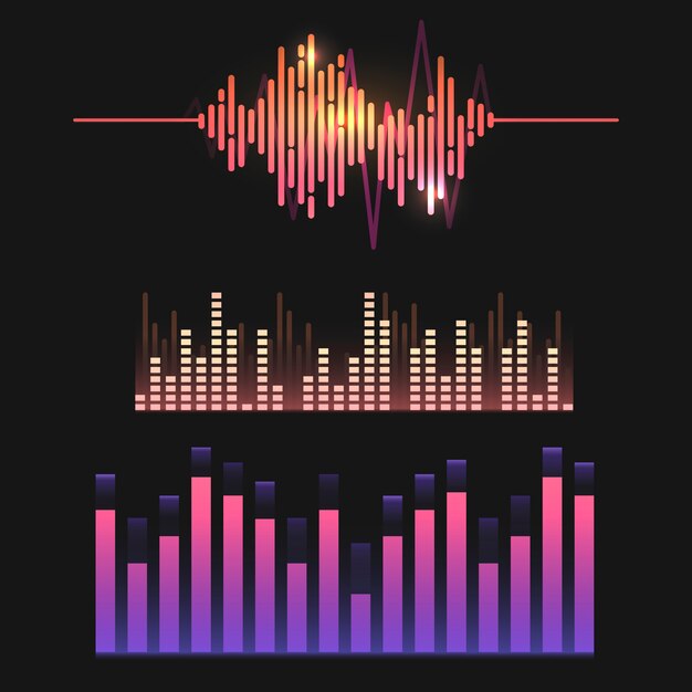 Colorful sound wave equalizer vector design set