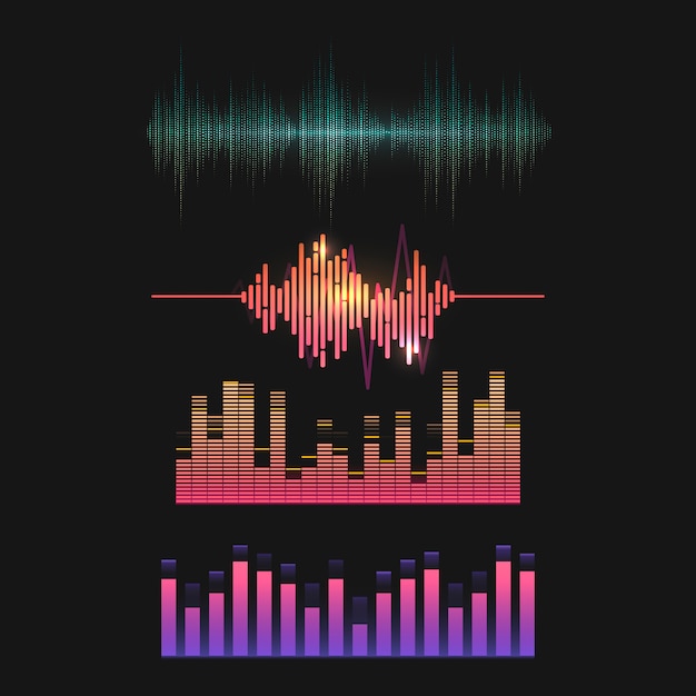 Colorful sound wave equalizer vector design set