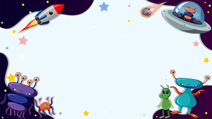 Free Vector colorful space adventure with aliens