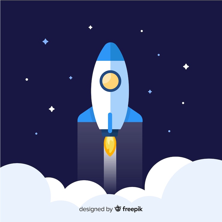Free Vector colorful space rocket composition with flat design