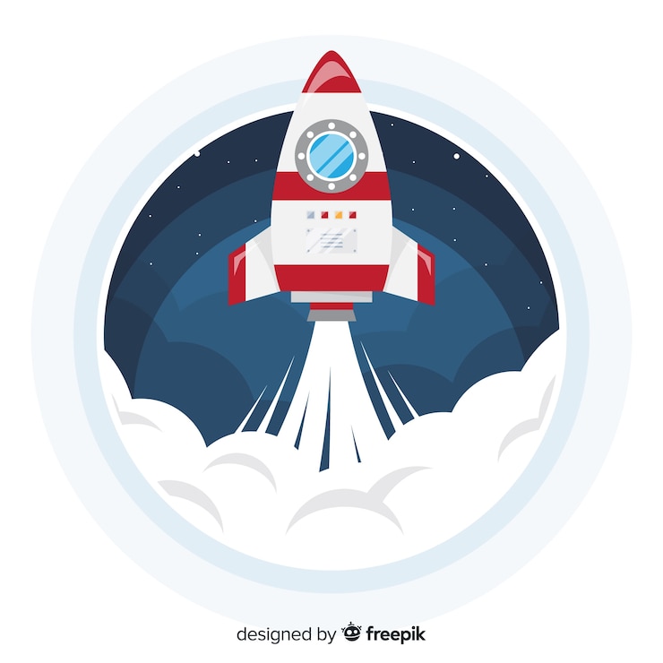 Free Vector colorful space rocket composition with flat design