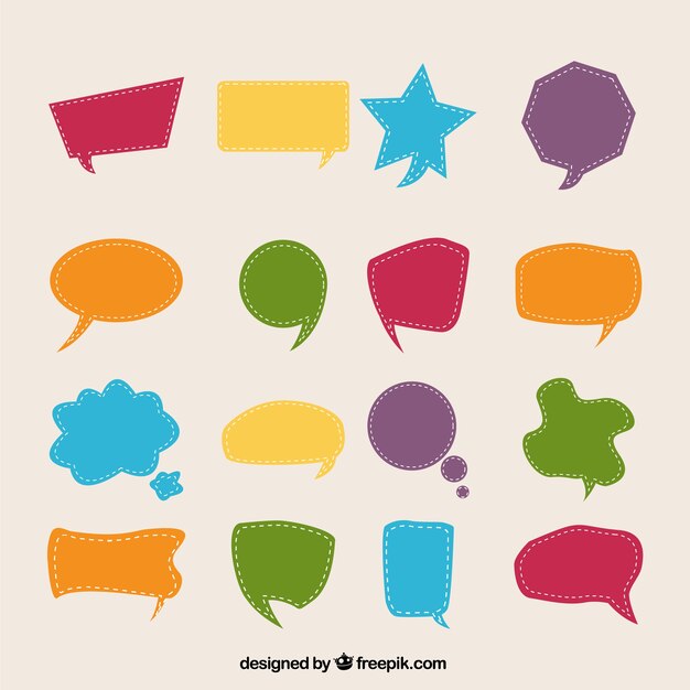 Colorful speech bubbles in cut-out style