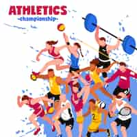 Free vector colorful sport isometric poster