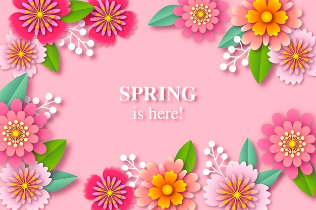 Colorful spring background in paper style