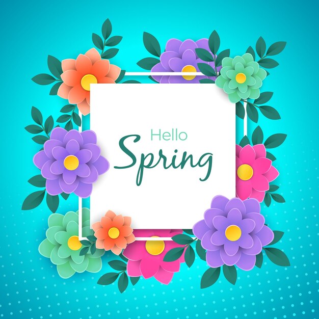 Colorful spring background in paper style