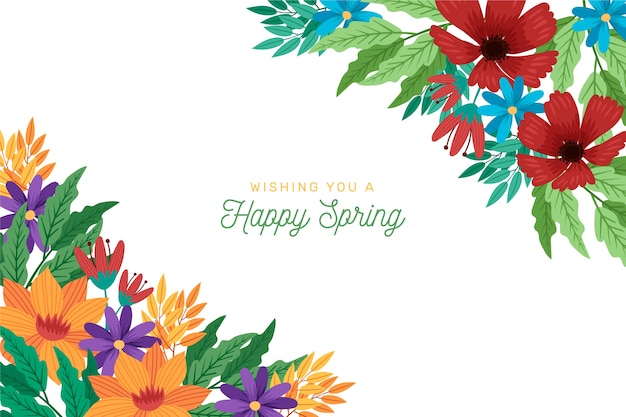 Free vector colorful spring background with greeting