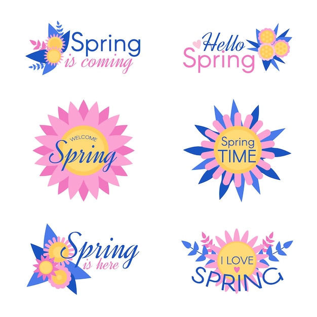 Free vector colorful spring badge collection