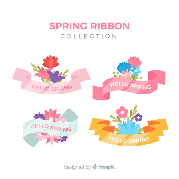 Colorful spring floral ribbon collection