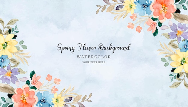 Красочный весенний цветочный фон с акварелью