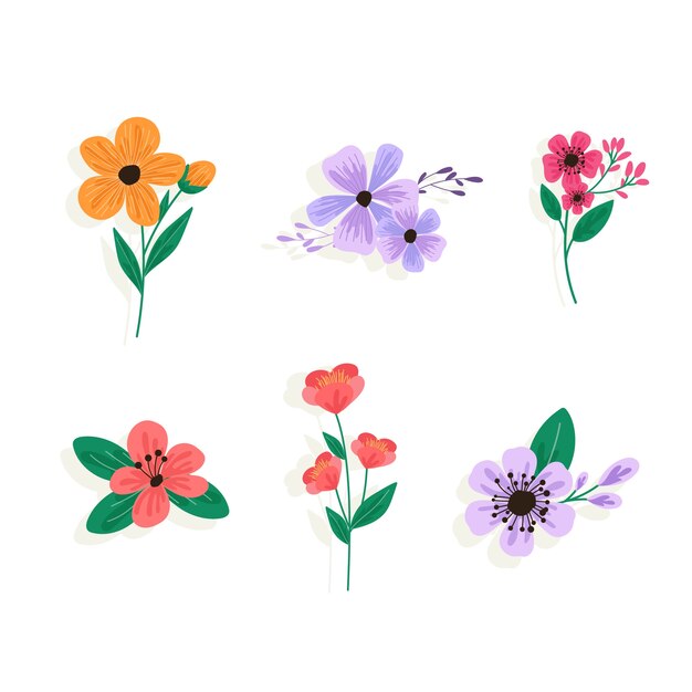Colorful spring flower collection in flat design