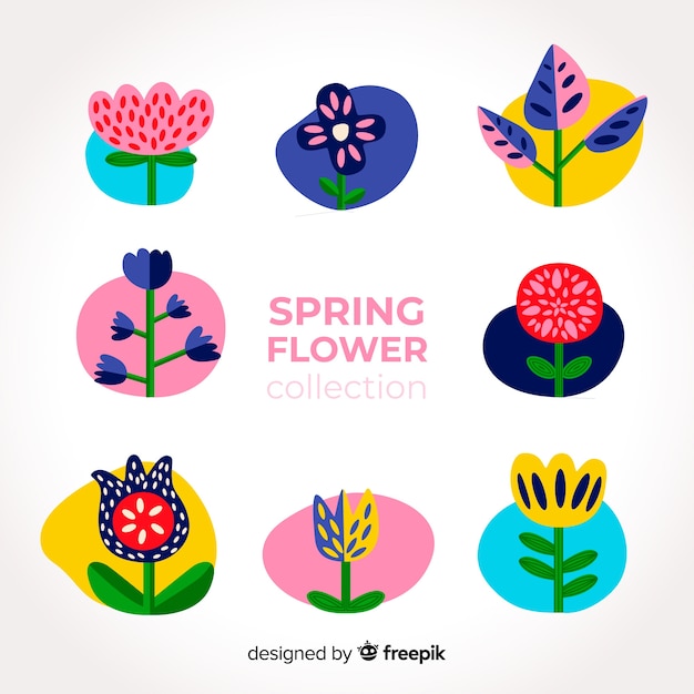 Free vector colorful spring flowers pack