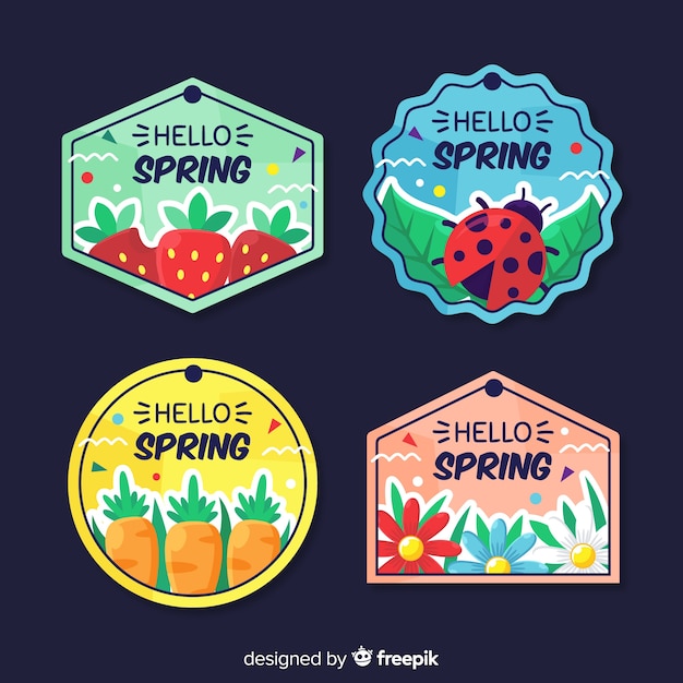 Free vector colorful spring label collection