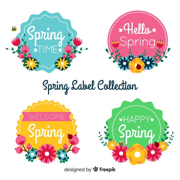 Colorful spring label set